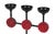 A 1960's Swedish three-candle candelabra in black iron and red glass disks. The candelabra is attributed to Erik Hoglund,...