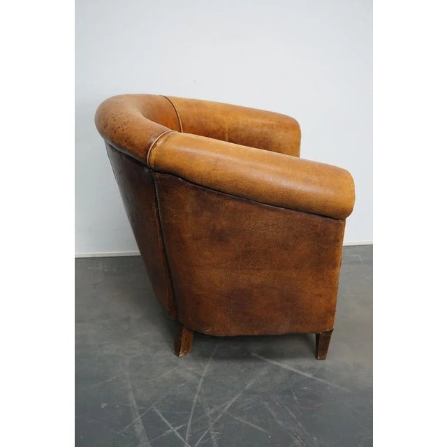 Tan Vintage Dutch Cognac Colored Leather Club Chair For Sale - Image 8 of 15