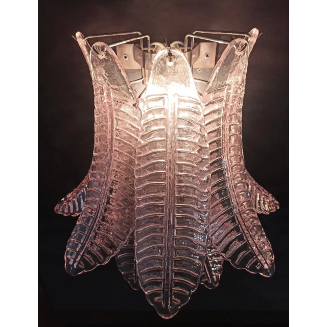 Pair of Murano Six-Tier Felci Wall Sconce – 10 Pink Glasses For Sale In Los Angeles - Image 6 of 11