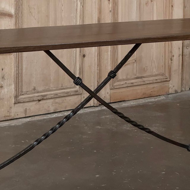 Burnt Umber 19th Century Spanish Walnut Console ~ Sofa Table With Wrought Iron For Sale - Image 8 of 18