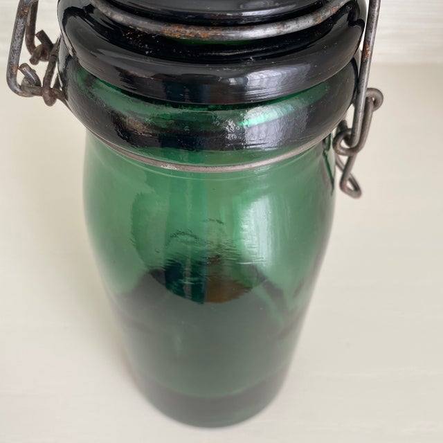 Glass Antique French La Lorraine Green Glass Canning Jar - One Litre For Sale - Image 7 of 12