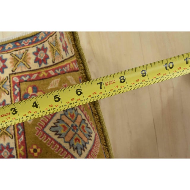 Kazak Runner 2’1” X 5’10” Green Wool Tribal Hand-Knotted Oriental Rug For Sale - Image 10 of 12