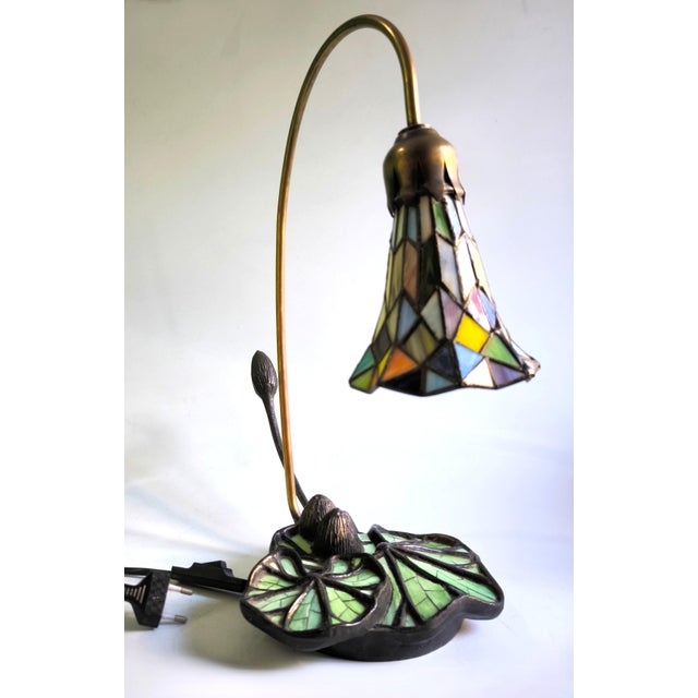 1970s Art Nouveau “Lotus Flower” Table Lamp For Sale - Image 10 of 14