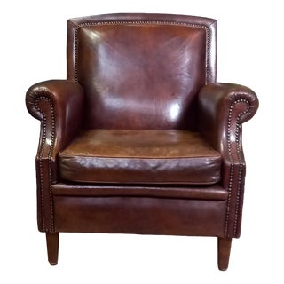 Art Deco Sheep Leather Club Armchair, 1950s For Sale