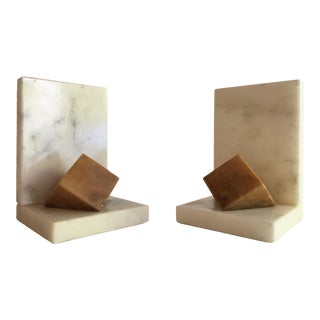 1960s Marble Cube Bookends - a Pair For Sale