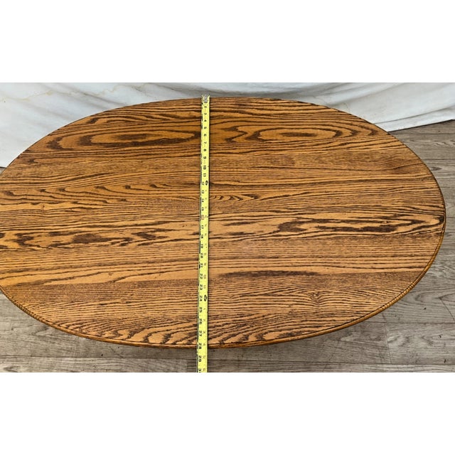 Oval Coffee Table Tiger Oak, Center Drawer, Shelf, Empire Style, Made by Heirloom Enterprises Inc. For Sale - Image 10 of 12