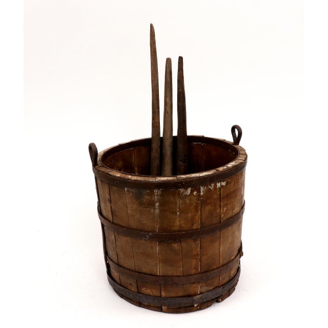 Decorative Antique Wood Well Bucket & Carved Wood Ladles Chairish