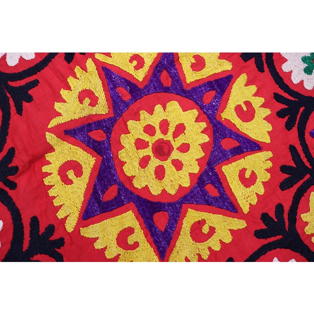 Vintage Hand-Embroidered Suzani Wall Hanging, 1920s For Sale - Image 16 of 18
