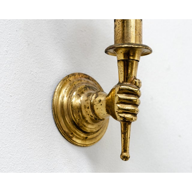 Vintage Brass Wall Sconces from Maison Jansen, 1950s, Set of 2 For Sale - Image 6 of 9