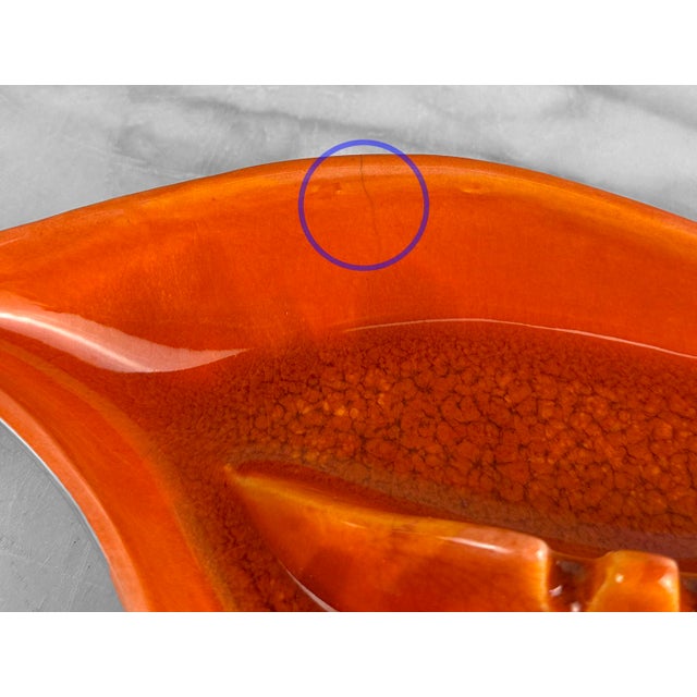 Mid-Century Atomic California Pottery Orange Drip Glaze Ashtray For Sale - Image 9 of 10