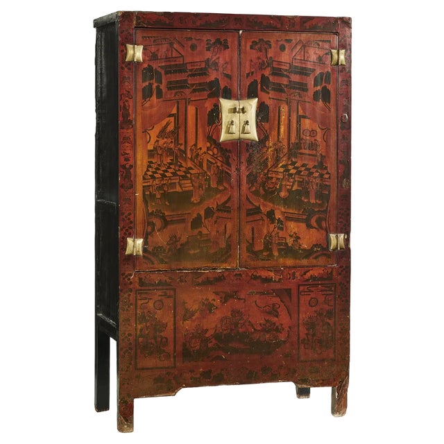Vintage Cabinet with Paintings, 1950s For Sale