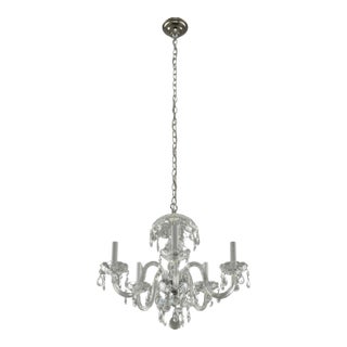 Restored Traditional Clear Crystal Five Arm Chandelier For Sale