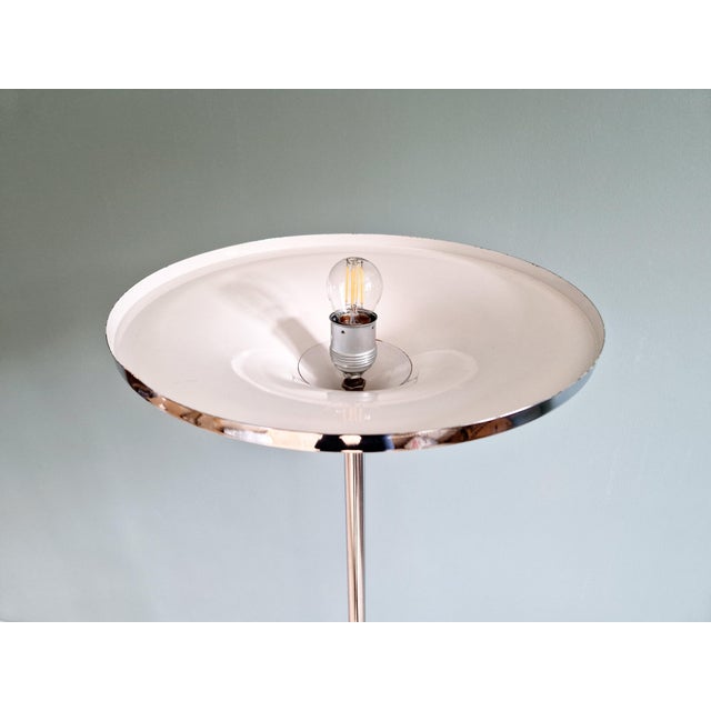 Modernist Floor Lamp in Chrome Metal and White Satin Glass, 1960s For Sale - Image 6 of 15
