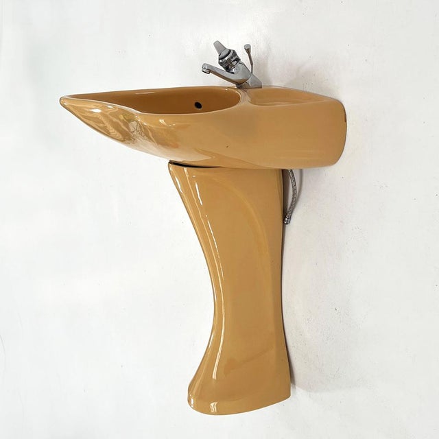 Mustard Standing Sink attributed to Luigi Colani for Villeroy & Boch, 1960s For Sale - Image 9 of 9
