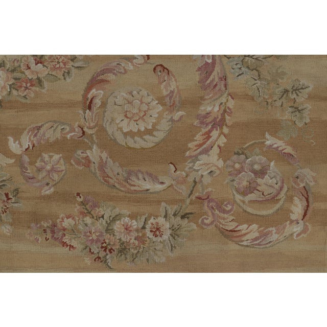 Rug & Kilim’s Aubusson Style Rug in Light Gold and Cream With Floral Medallion For Sale In New York - Image 6 of 9