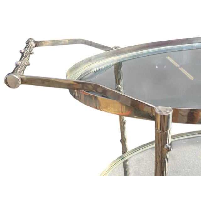 2010s Modern Nickel Plated Arbor Bar Cart For Sale - Image 5 of 5