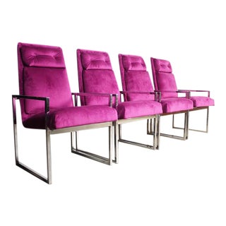 Milo Baughman Chrome Dining Chairs - Set of 4 For Sale