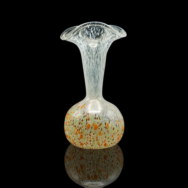 This is a vintage display vase with expressive blown glass artistry, dating to the late 20th century, circa 1970. This...