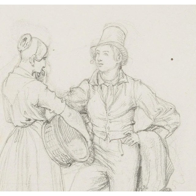 M. Neher, Man and Woman in the Conversation, 1830, Pencil For Sale - Image 3 of 5