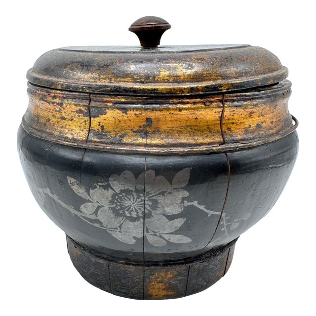 Antique Chinese Lacquered Wood Rice/Grain Storage Container For Sale