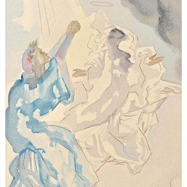 In the Heaven of Mercury from the Series "The Divine Comedy" by Dante Alighieri is a woodcut print realized in 1963. Good...