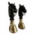 Pair of Vintage English Equestrian Horse Heads and Brass Hoof Andirons For Sale