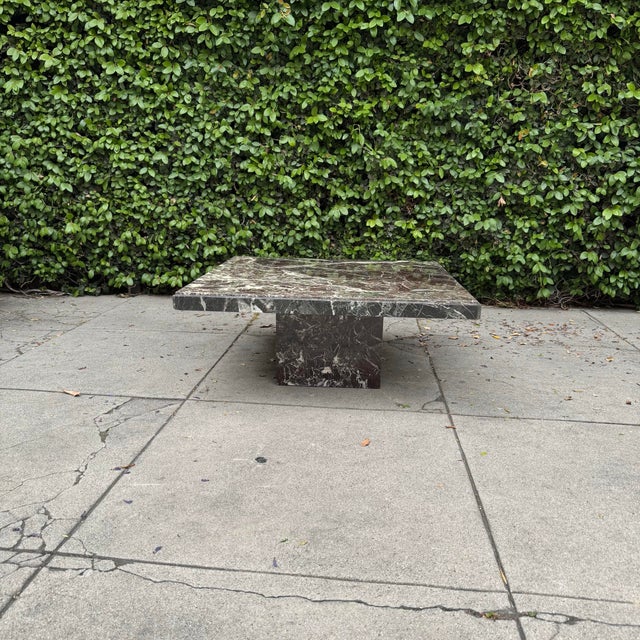1980s Postmodern Rosso Levanto Marble Coffee Table For Sale - Image 9 of 9