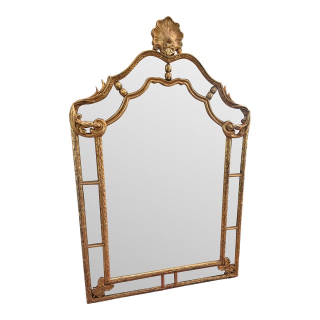 European Hollywood Regency Gilded Decorative Black & Gold Mirror For Sale