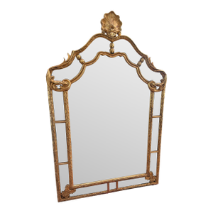 European Hollywood Regency Gilded Decorative Black & Gold Mirror