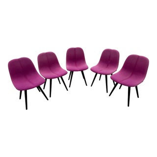 Modern Pink Wool Dining Chairs by Offect - Set of 5 For Sale
