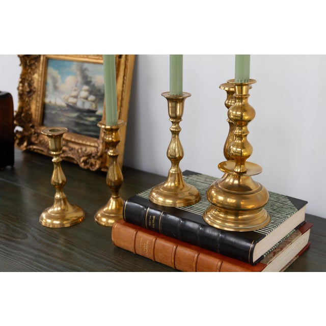 Vintage Danish Brass Candlesticks, 1950s, Set of 5 For Sale - Image 18 of 18