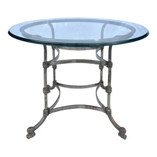 Neoclassical French Iron Metal and Glass Round Center Dining Table For Sale