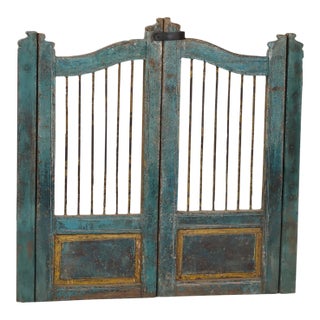 Vintage Indian Painted Teakwood Garden Gate For Sale