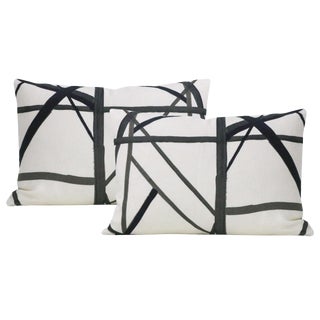 12" X 18" Channels Ebony Lumbar Pillows - a Pair For Sale