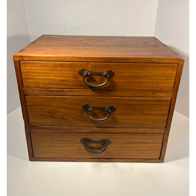 Antique Chinese Portable 3 Drawers Wedding Dowry Wooden Chest Wrought Iron For Sale - Image 13 of 13