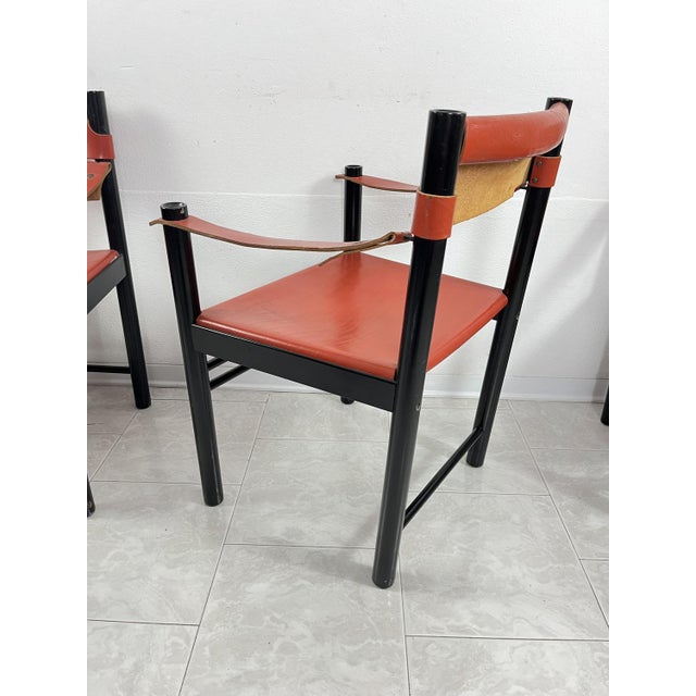 Mid-Century Ibisco Leather Armchairs, Italy, 1960s, Set of 4 For Sale - Image 11 of 14