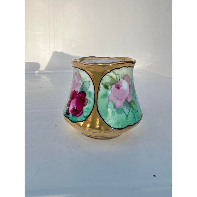 1920 Porcelain Gold Floral Match Holder For Sale In West Palm - Image 6 of 10