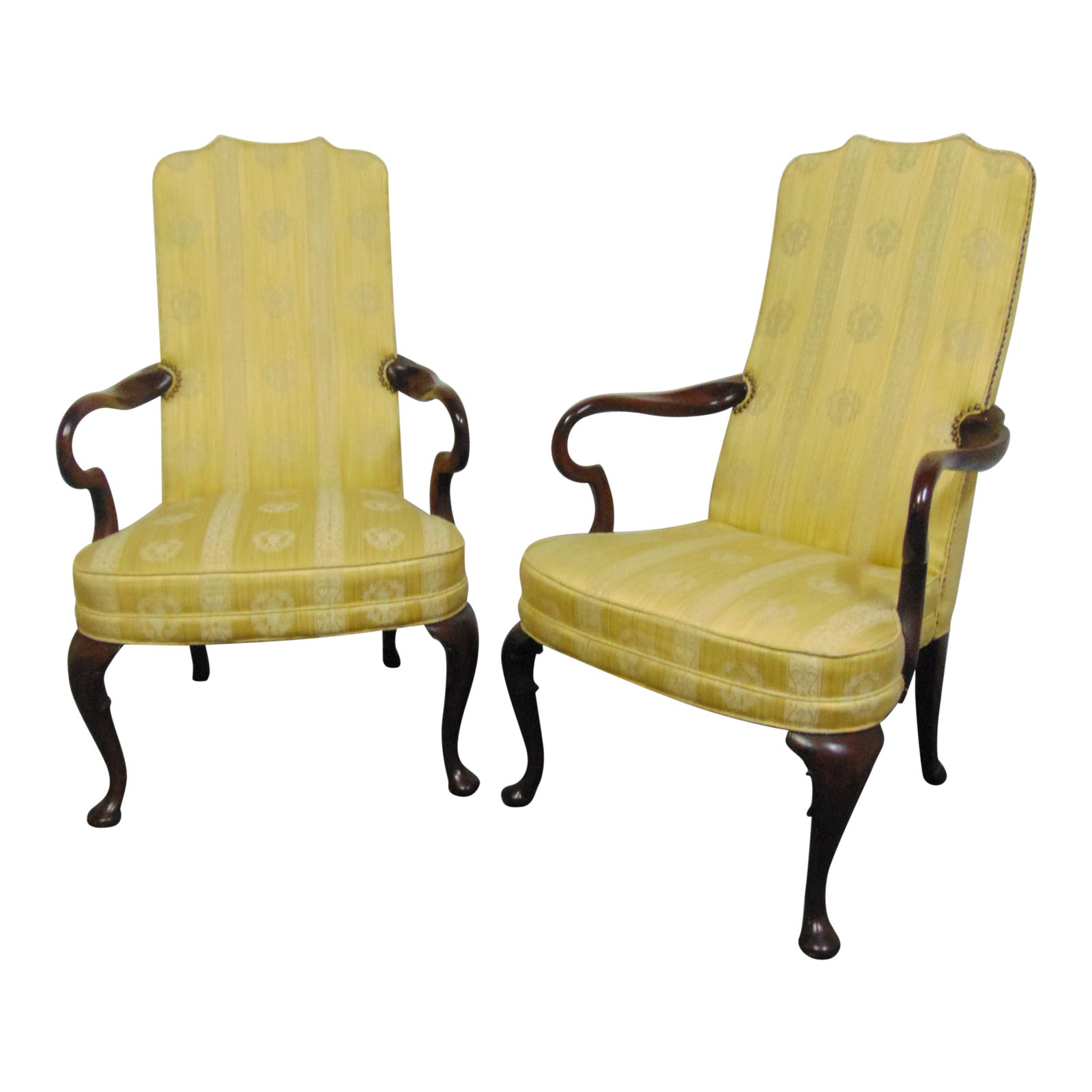 Hickory Chair Queen Anne Mahogany Lounge Chairs - a Pair | Chairish