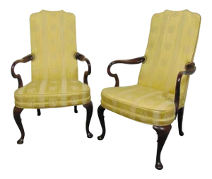 Hickory Chair Queen Anne Mahogany Lounge Chairs - a Pair