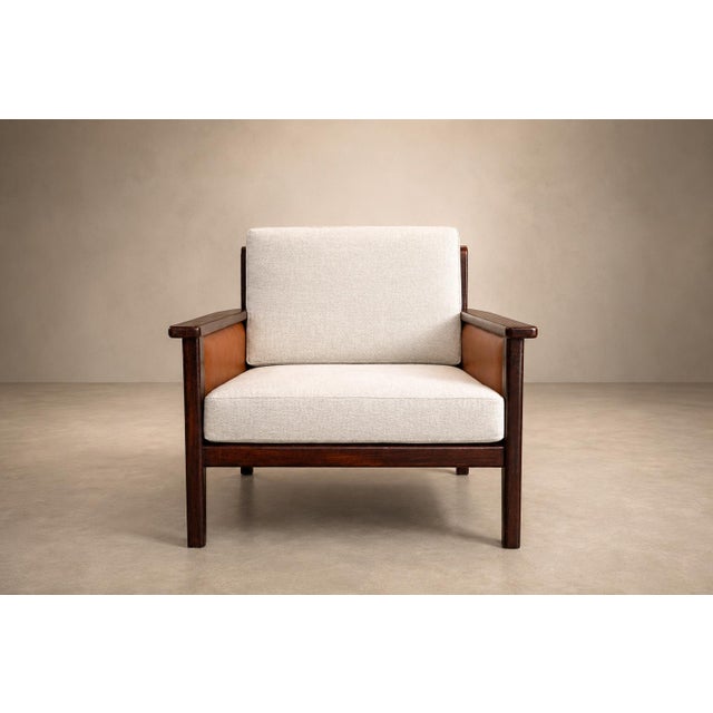 Mid-Century Modern Brazilian Modern Armchair in Rosewood, Leather & Linen, Fatima, 1960s For Sale - Image 3 of 18