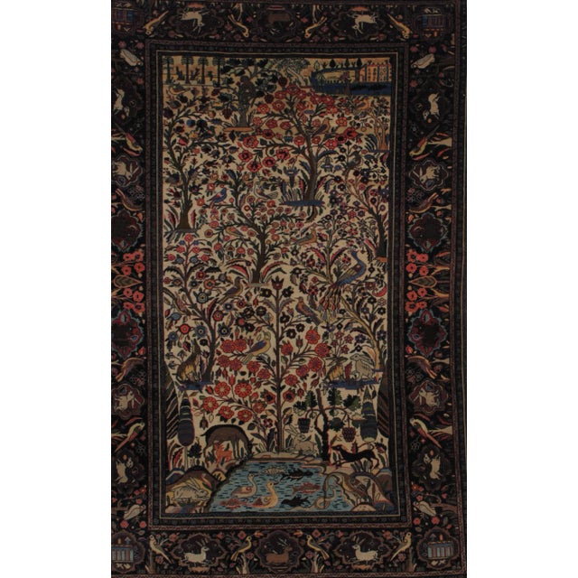 This masterpiece is a Kork wool pile genuine hand woven antique Persian Kashan with tree of life pattern. The piece was...