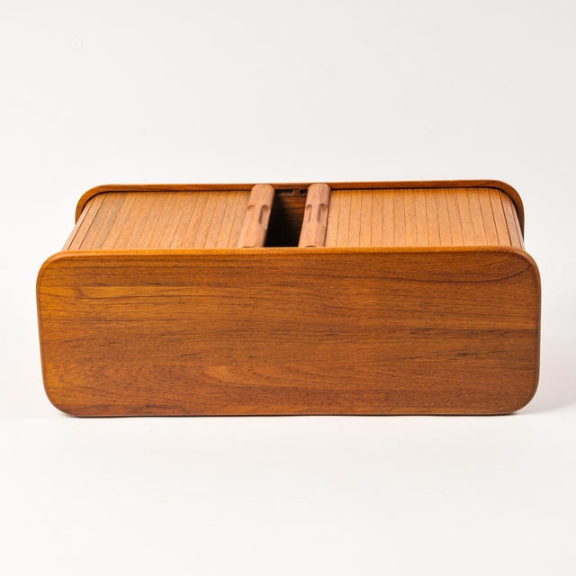 Vintage MCM Teak Wall Cabinet Kalmar Small Tambour Sliding Door Shelf Made in Thailand For Sale - Image 9 of 13
