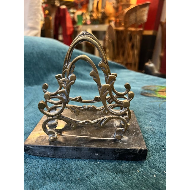 Up for consideration is a beautiful vintage brass paper/file organizer with a marble base. This would look lovely in your...