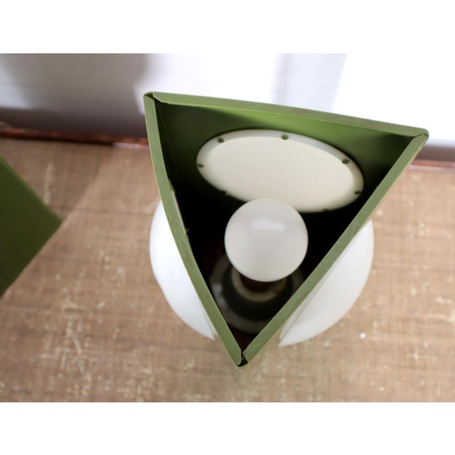 1970s Vintage Geometric Triangle Lamp Pair by c.n. Burman Mod Space Age Mid Century Modern Atomic Retro 70's For Sale - Image 5 of 10
