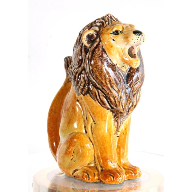 Vintage c.1950's/60's Italian ceramic pitcher in the form of a roaring lion! Great form and really expressive, it will be...