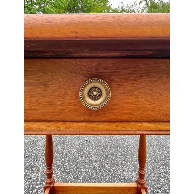 Brown Small Vintage 1940’s Colonial Style Walnut Writing Table For Sale - Image 8 of 9