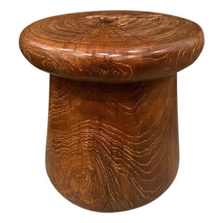 Andrianna Shamaris Century Old Teak Wood Side Table or Stool For Sale