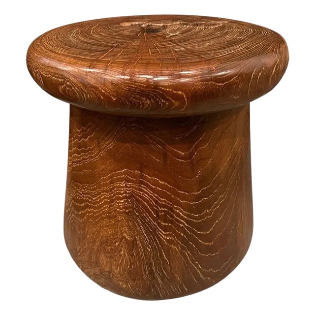 Andrianna Shamaris Century Old Teak Wood Side Table or Stool For Sale