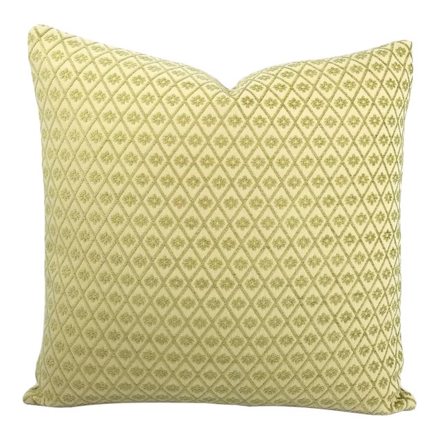 Kravet Design 31390.3 Pillow Cover - 20" X 20" Lime Green Diamond Pattern Chenille Accent Cushion Cover For Sale