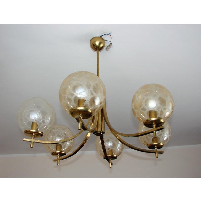 1970s Vintage Chandelier in Brass, Aluminium and Glass, 1970s For Sale - Image 5 of 12